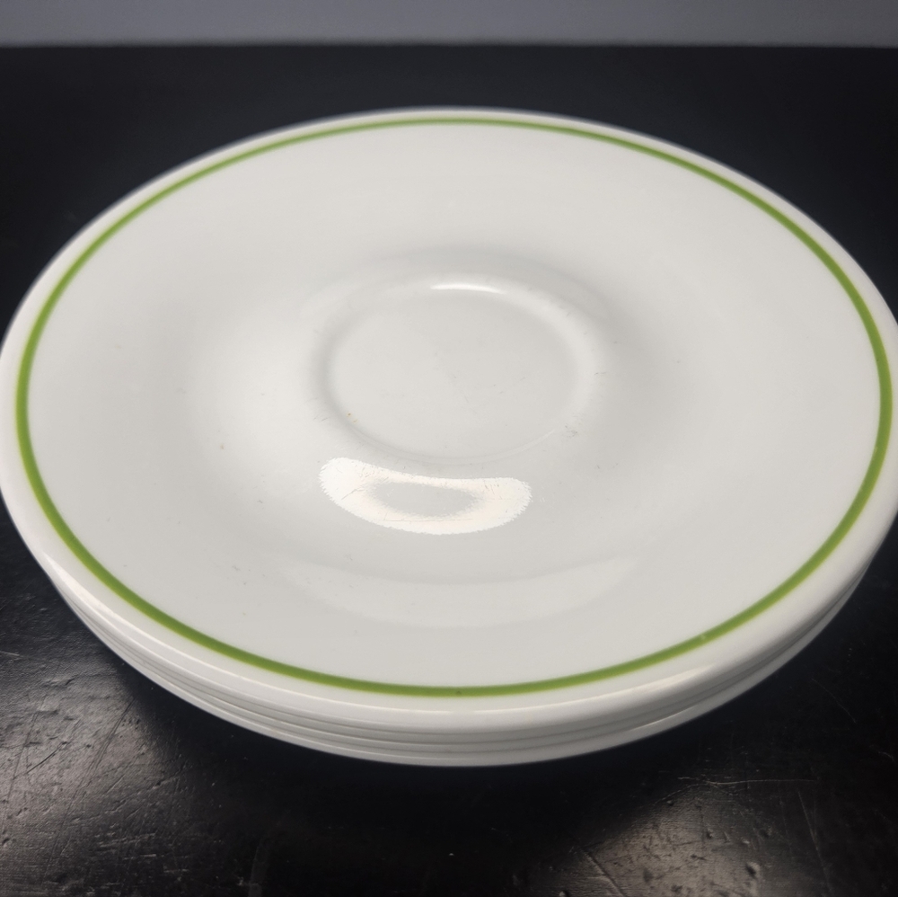 Vintage Corelle Meadow/Wildflower Print(Green Ring) Set of 4 Plate/Saucers